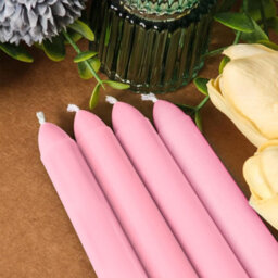 Taper Dinner Candles, Non-Drip Long Candles, 7 Hour Burn Time, Paraffin Wax, Cotton Wicks, Unscented, Pink, 50 Pack - thumbnail 6