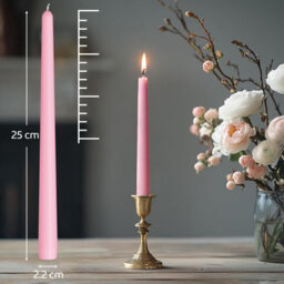 Taper Dinner Candles, Non-Drip Long Candles, 7 Hour Burn Time, Paraffin Wax, Cotton Wicks, Unscented, Pink, 50 Pack - thumbnail 3