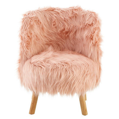 Orsina Pink Faux Fur Chair, Backrest Indoor Accent Chair, Easy To Clean Small Lounge Chair - image 1
