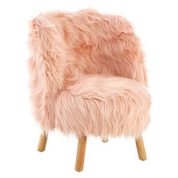 Orsina Pink Faux Fur Chair, Backrest Indoor Accent Chair, Easy To Clean Small Lounge Chair - thumbnail 2