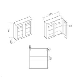Homestylestore 600 X 650mm Dark Green Wall Mounted Mirrored Door Bathroom Cabinet And Aged Bronze T Bar Handles - thumbnail 4