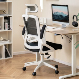 Gainoom Ergonomic White Office Chair Adjustable Swivel Task Chair W/ Lumbar Support - thumbnail 4