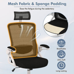Gainoom Ergonomic White Office Chair Adjustable Swivel Task Chair W/ Lumbar Support - thumbnail 6