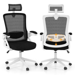 Gainoom Ergonomic White Office Chair Adjustable Swivel Task Chair W/ Lumbar Support