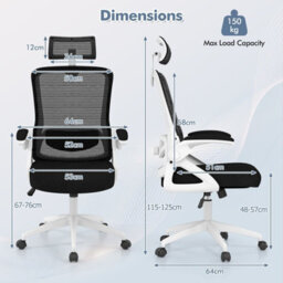 Gainoom Ergonomic White Office Chair Adjustable Swivel Task Chair W/ Lumbar Support - thumbnail 2
