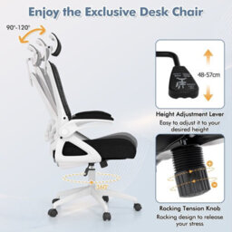 Gainoom Ergonomic White Office Chair Adjustable Swivel Task Chair W/ Lumbar Support - thumbnail 9