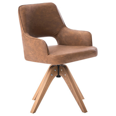 Beliani Dining Chair Swivel Moravia Faux Leather Brown - image 1
