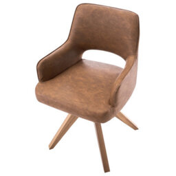 Beliani Dining Chair Swivel Moravia Faux Leather Brown - thumbnail 7