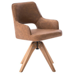 Beliani Dining Chair Swivel Moravia Faux Leather Brown - thumbnail 1
