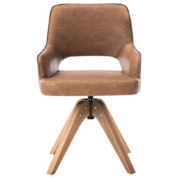 Beliani Dining Chair Swivel Moravia Faux Leather Brown - thumbnail 4