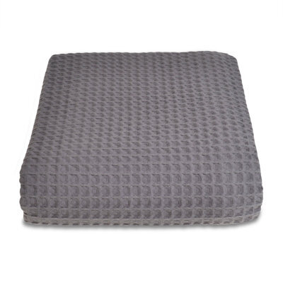 Allure Bath Fashions Luxury Super King Size Waffle Throw Blanket Bedspread 250 X 260Cm - Graphite - image 1