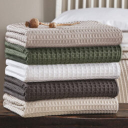 Allure Bath Fashions Luxury Super King Size Waffle Throw Blanket Bedspread 250 X 260Cm - Graphite - thumbnail 5