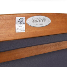 Charles Bentley Folding Fsc Eucalyptus Wooden Deck Chair Beach Sun Lounger Grey - thumbnail 7