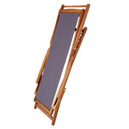 Charles Bentley Folding Fsc Eucalyptus Wooden Deck Chair Beach Sun Lounger Grey - thumbnail 6
