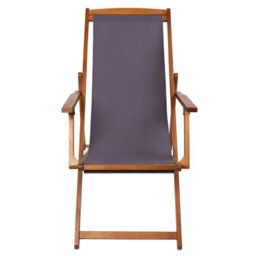 Charles Bentley Folding Fsc Eucalyptus Wooden Deck Chair Beach Sun Lounger Grey - thumbnail 2