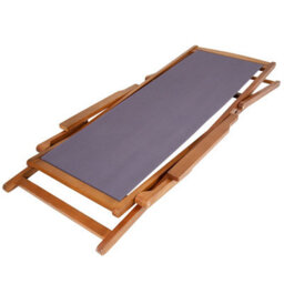 Charles Bentley Folding Fsc Eucalyptus Wooden Deck Chair Beach Sun Lounger Grey - thumbnail 5