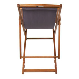 Charles Bentley Folding Fsc Eucalyptus Wooden Deck Chair Beach Sun Lounger Grey - thumbnail 4