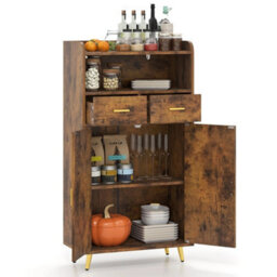 Sideboard Freestanding Kitchen Storage Cabinet With 2 Doors Brown