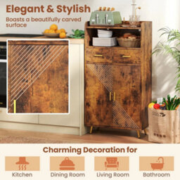 Sideboard Freestanding Kitchen Storage Cabinet With 2 Doors Brown - thumbnail 6