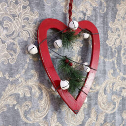 Shatchi Wooden Hanging Decoration Heart Shape Red 23X1.2X30 Cm - thumbnail 5