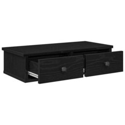 Berkfield Wall Shelf With Drawers Black 60X25X15 Cm Engineered Wood - thumbnail 7