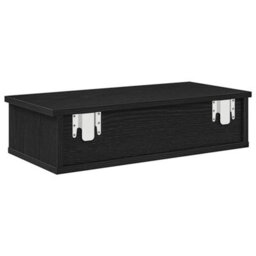 Berkfield Wall Shelf With Drawers Black 60X25X15 Cm Engineered Wood - thumbnail 6