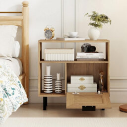 Natural Rattan Modern Nightstand Side Table - thumbnail 3