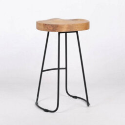 Black Frame Wooden Kitchen 64Cm Bar Stool Metal Industrial Tractor Seat - thumbnail 3