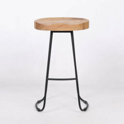 Black Frame Wooden Kitchen 64Cm Bar Stool Metal Industrial Tractor Seat - thumbnail 1
