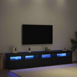 Berkfield Modern Tv Cabinets 2 Pcs With Led Lights Black Oak Engineered Wood - thumbnail 5