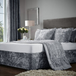 Catherine Lansfield Bedroom Crushed Velvet Divan Base Wrap Silver Grey - thumbnail 5
