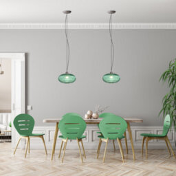 Happy Homewares Modern Designer Emerald Forest Green Line Ribbed Glass Oval Pendant Lamp Shade - thumbnail 6