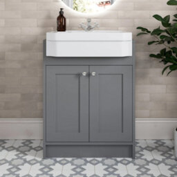 Affine Traditional Bathroom Cloakroom Suite Close Coupled Toilet Wc Grey Vanity Unit - thumbnail 3
