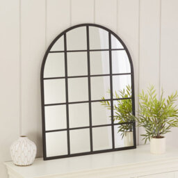 The Furniture Market Industrial Arched Black Framed Metal Window Wall Mirror 100Cm X 80Cm - thumbnail 2