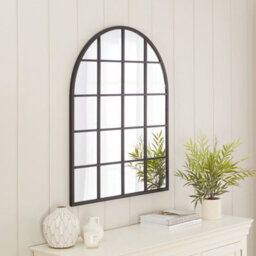 The Furniture Market Industrial Arched Black Framed Metal Window Wall Mirror 100Cm X 80Cm - thumbnail 4