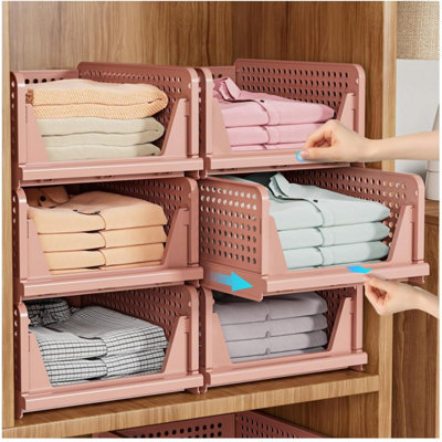 Snslxh 5 Pack Stackable Closet Storage Boxes, Multifunctional & Foldable Organizer For Bathroom Kitchen Laundry Room Wardrobe