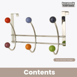 Keypak Over Door Hanger With 6 Multi-Coloured Ceramic Hooks - 27Cm - Strong Metal Rack For Coats, Bags, Towels - No Drilling - thumbnail 4