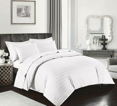 Homes & Linen Luxury Satin Stripe Duvet Cover Set Original 400 Thread Count 100% Egyptian Cotton Hotel