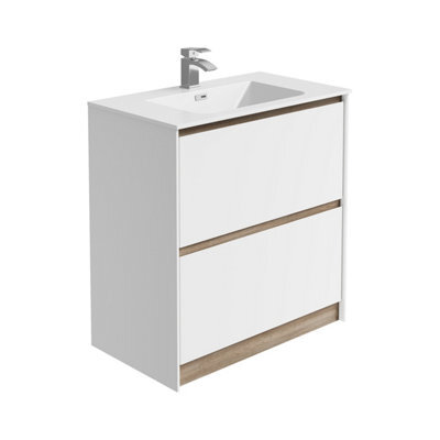 Plum&clay Norton White & Oak Freestanding Vanity Unit & Basin Set (W)800mm (H)855mm - image 1