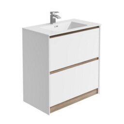 Plum&clay Norton White & Oak Freestanding Vanity Unit & Basin Set Bathroom Furniture (W)800mm (H)855mm - thumbnail 2