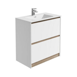 Plum&clay Norton White & Oak Freestanding Vanity Unit & Basin Set Bathroom Furniture (W)800mm (H)855mm