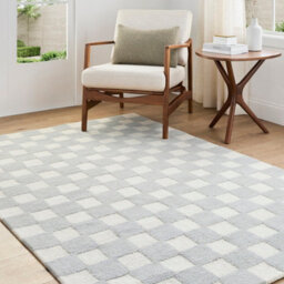 Livabliss Klopp-Hand Tufted Grey Ivory Wool Checkered Living Dining Bedroom Rug 183 X 275 Cm Easy Care, Non Shedding - thumbnail 9