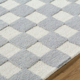 Livabliss Klopp-Hand Tufted Grey Ivory Wool Checkered Living Dining Bedroom Rug 183 X 275 Cm Easy Care, Non Shedding - thumbnail 3