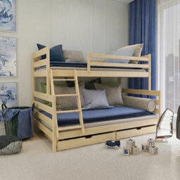 Arte Fami Pine Wooden Bunk Bed With Drawers - No Mattresses - 90 X 200 Cm & 120 X 200 Cm - thumbnail 1