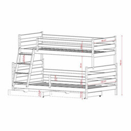 Arte Fami Pine Wooden Bunk Bed With Drawers - No Mattresses - 90 X 200 Cm & 120 X 200 Cm - thumbnail 2