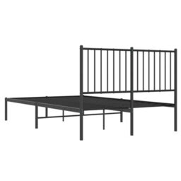 Walplus Metal Bed Frame Without Mattress With Headboard Black 120X190Cm - thumbnail 7