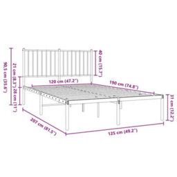 Walplus Metal Bed Frame Without Mattress With Headboard Black 120X190Cm - thumbnail 9