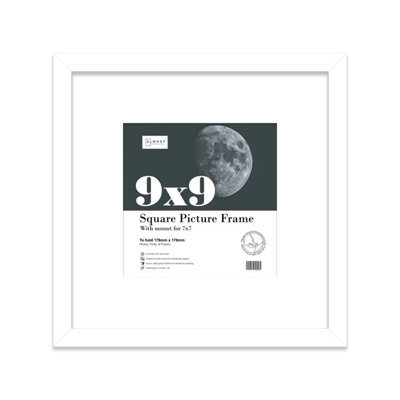 "9X9"" White Picture Frame - 9X9"" Square Frame With 7X7"" Mount For 9X9""/7X7"" Pictures Vintage Style Thin Edge, 1 Pack" - image 1