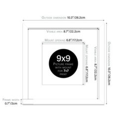 "9X9"" White Picture Frame - 9X9"" Square Frame With 7X7"" Mount For 9X9""/7X7"" Pictures Vintage Style Thin Edge, 1 Pack" - thumbnail 2