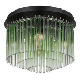 Luminosa Lighting Luminosa Gorley Ceiling Light Matt Black Green Glass Shade 5X E14 - thumbnail 2
